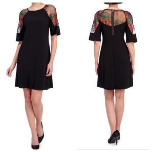 Gabby Skye Embroidered Mesh Sleeve Dress Size 10